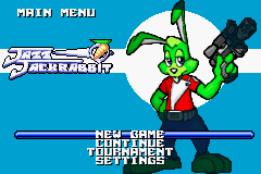 Jazz Jackrabbit title screen for GameBoy Advance
